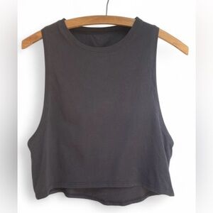 Lululemon Women’s Size 4 Black Cropped Tank Top Open Back Yoga Gym Activewear‎